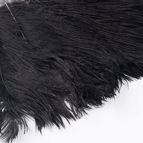 BABEYOND Vintage Style Folding Handheld Ostrich Feather Fan, 1920s Flapper Accessories in Black