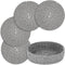 Trivets for Hot Dishes, 4 Pcs Cotton Coasters and Storage Basket, Pot Holders for Kitchen, Hot Pads for Table (Grey)