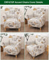 1 Sofa,02 CRFATOP Stretch Piece Chair Covers with Arms Printed Accent Chair Cover Armchair Flower Soft Banquet Armchair