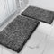 Yimobra Fluffy Bath Rug Set - Shaggy Non-Slip Bathroom Rugs, Machine Washable, 24x17+32x20 Inches, Black and White