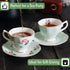BTaT Floral Tea Cups and Saucers Set of 2, 8oz Coffee Cups with Gold Trim, British Tea Cups