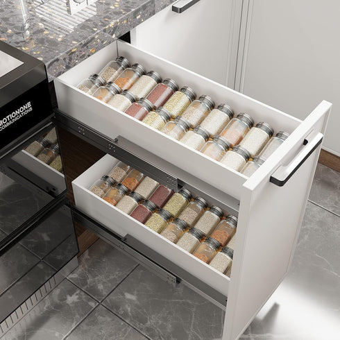 Mat,4 2 Set 12''to 24'',Hold 48 Kitchen,Cabinet,Drawers,Countertop AMBIRD Bamboo Spice Drawer Organizer with Non-slip