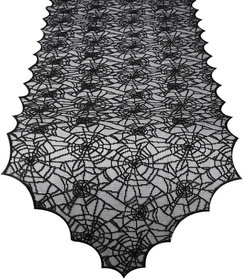 ibohr Halloween Table Runner with Spider Web Lace, Festival Table Decoration for Parties, 18 X 72 Inch