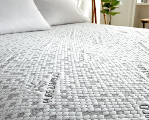 Queen Mattress Protector by PURE BAMBOO, Waterproof Charcoal Fiber, Mattress Cover Protects Against Moisture, Spills,