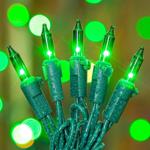 mimigogo 50-Count Green Christmas Lights,13Feet Incandescent Bulb Green Mini String Lights,Fairy St. Patrick's