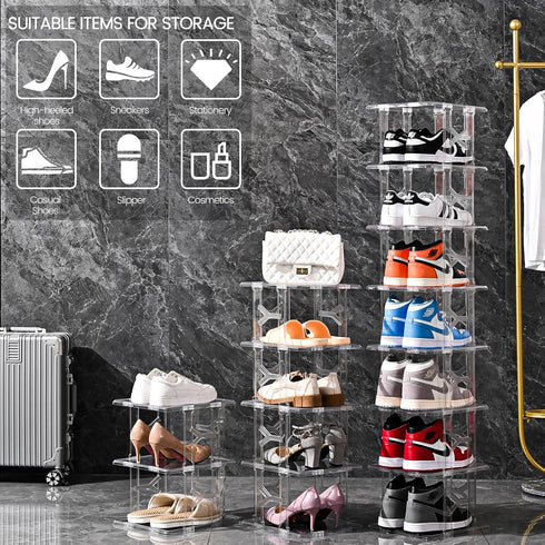 8 Closet KALYLOC Shoe Rack - Plastic Vertical Shoe Organizer, Tier Space Saver for Entryway