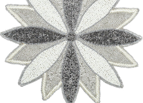 Silver 13" Beaded Charger, Elegant Dining Table Mat for Holidays and Special Occasions