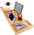 SereneLife Luxury Bamboo Bathtub Caddy Tray, Adjustable Wood Organizer with Wine Holder and Phone Slot
