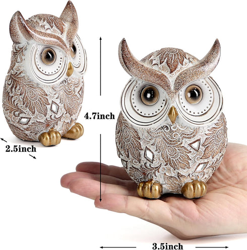 Smadeer Owl Statue and Figurine for Home Decor Accents Adorable Owl for Shelf Bookshelf Bedroom Living Room Office