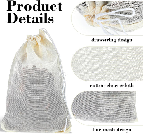 Piriuuo 10 (4 6 Inch) Spice Bags for Cooking, Cheese Cloth Bags with Drawstring for Straining Loose Tea x