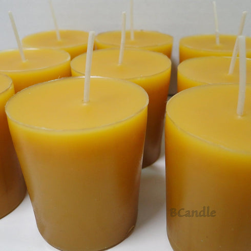 100% Pure Beeswax 15-Hour Votives Candles, Organic Hand Made (6)
