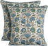 Ridhi Asparagus Green Print Cotton Throw Pillow Covers for Decorative Couch - 18x18 Inches