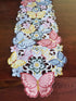 Easter Table Runner, Spring Embroidered Butterfly Applique Floral Cutwork, 13"×68"