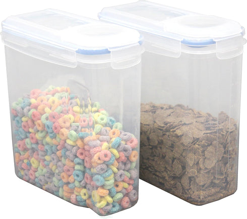 Basicwise Large BPA-Free Plastic Food Cereal Containers, Airtight Spout Lid Set of