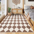 5x7 Washable Checkered Rugs for Bedroom, Brown and White Area Rug for Living Room, Geometric Faux Wool Carpet for Kids