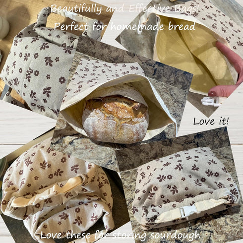 2 Pack Beeswax Bread Bags for Sourdough,Reusable Cotton Beeswax Bag for Homemade Bread,Freezer-Friendly & Freshness