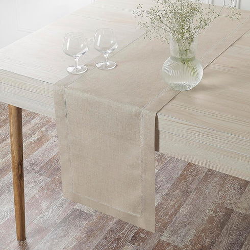 D'Moksha Homes 100% Pure Linen Natural Table Runner, 84 Inches Long, 14 x 84 Inch for Summer, Fall, Halloween