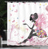 Ambesonne Girls Shower Curtain, Pink Butterfly Girl with Floral Dress, Fabric Bathroom Decor Set, 84 Inches