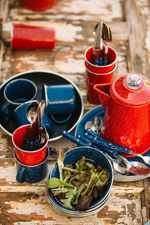 Backpacking GSI Outdoors Percolator Coffee Pot | Enamelware Campfire Coffee Boiler Kettle for Outdoor Camping Cookware