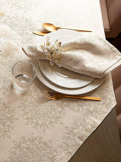 DII Holiday Dining Table Linen Napkin Set, 20x20, Jacquard Snowflakes, 6 Piece Sparkle Metallic Kitchen Décor