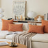 Kevin Textile Fall Pillow Cover Decor, 18"x18" Lined Linen Throw Pillow Cases, Set of 2, Orange