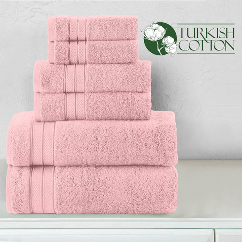6-Piece Set, 100% 2 2 2 Set Elegant Comfort Luxury Towel Premium Soft Turkish Cotton, Three Line Popcorn Design Bath