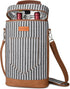 Tirrinia 2 Bottle Wine Gift Tote Carrier, Leakproof & Insulated Padded Wine Cooler Bag for Travel, Black Stripe
