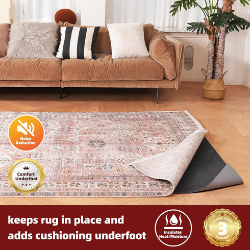 BAGAIL Felt and Natural Rubber Backing Rug Pads, 1/4” Thick, 2 x 8 Ft Non Slip Carpet Gripper for Hardwood Floors