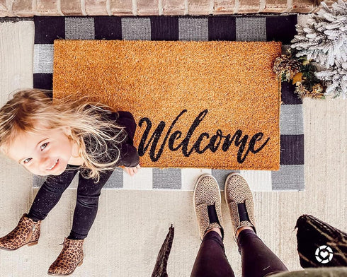 KOZYFLY Buffalo Plaid Area Rug 2x3 Ft, Black and White Checkered Washable Front Door Mat for Kitchen Entryway