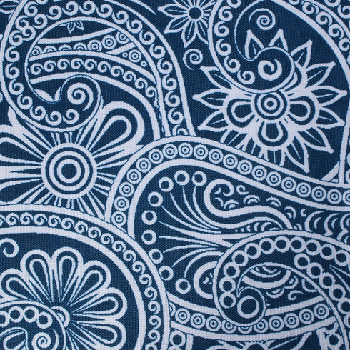 DII Paisley Outdoor Tabletop Collection, Water Resistant Tablecloth, 60" Round, Blue