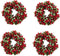 Christmas Red & Green Frosted Berry Mini-Wreath/Candle Ring 5.75" OR Set of 4 Napkin Rings/Tiny Wreath Ornaments (4,