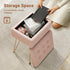 4 Seventable Vanity Stool Chair with Storage, Teddy Velvet Soft Ottoman, Metal Legs with Anti-Slip Feet, Furry Padded