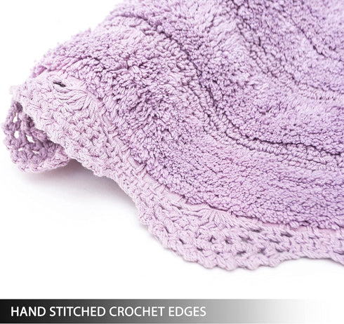 Chardin Home Lavender Crochet Bathrug, 100% Cotton Round Bathmat, 24 Inch Diameter, Handcrafted