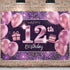 Happy 12th Birthday Banner Backdrop - 12 Party Decorations Supplies for Girl - Pink Purple Gold 4 x 6ft