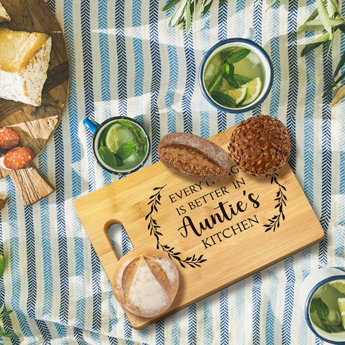 Auntie Gifts, Gifts For Auntie, Everything Is Better In Auntie's Kitchen Aunt Gift Bamboo Cutting Board Kitchen Decor, Auntie Gifts For Auntie Aunt Birthday Christmas From Nephew Niece