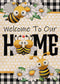 Welcome to Our Home Bumble Bee Decorative Garden Flag, Spring Summer Daisy Buffalo Plaid Outdoor Decor 12×18