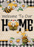 Welcome to Our Home Bumble Bee Decorative Garden Flag, Spring Summer Daisy Buffalo Plaid Outdoor Decor 12×18