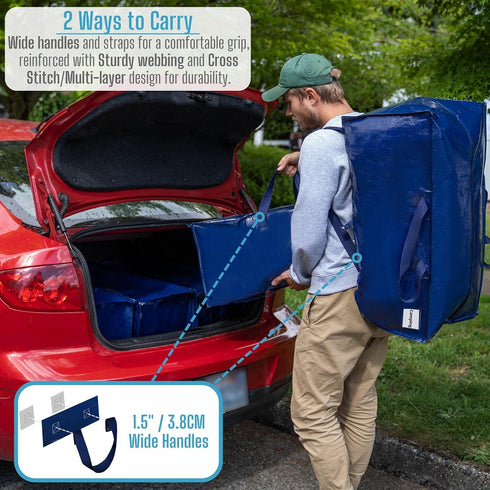 VENO 8 Pack Moving Bags with Backpack Straps, Storage Bins & Packing Supplies (Blue, 8 Pack)
