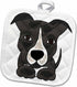 3D Rose Funny Grey Pitbull Puppy Dog Cartoon Pot Holder, 8 x 8
