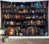 40L 60W Inches HVEST Magic Bookshelf Tapestry Vintage Bookshelf Witchy Books Plant Skull Gothic Halloween Tapestry Wall