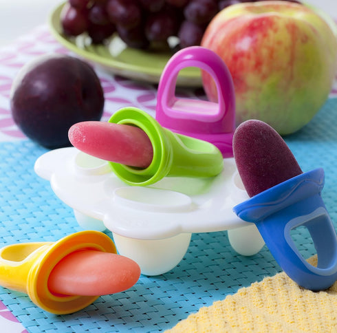 Nuby Popsicles Molds, 1 Pack, 4 Handle, Garden Fresh Fruitsicle Frozen Pop Tray