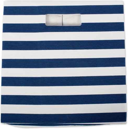 DII Polyester Cube Storage Collection, Collapsible Hard Sided Bin, 13x13x13", Nautical Blue