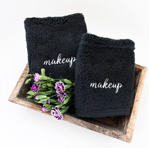 Pack 2-730 12" 12" Laguna Beach Textile Co. Plush Zero Twist Supima Cotton Makeup Towels - of GSM - x (Black - Makeup