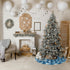 Christmas Tree Skirt, 48 inches Blue Buffalo Plaid with White Snowflake for Holiday Party Decorations