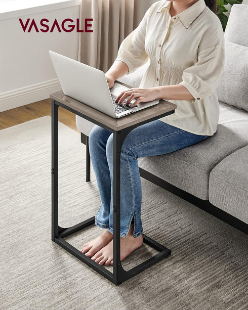 ULET353B02 VASAGLE C-Shaped End Table, Side Table for Sofa, Couch Table with Metal Frame, Small TV Tray Table