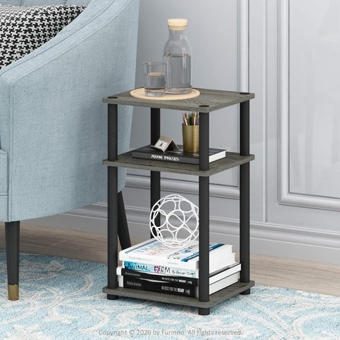 3-Tier Furinno JUST Side Table, End Table, Open Shelves Night Stand, Bedside Table, Toolless Assembly, for Living Room