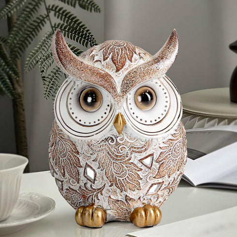 Smadeer Owl Statue and Figurine for Home Decor Accents Adorable Owl for Shelf Bookshelf Bedroom Living Room Office
