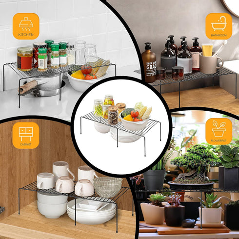 Ravinte Expandable Freezer Shelf Organizer, Rustproof Metal Wire Kitchen Cabinet Spice Rack for Countertop Storage