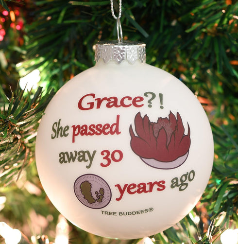 Tree Buddees Grace?! She Passed Away 30 Years Ago, Glass Christmas Ornament