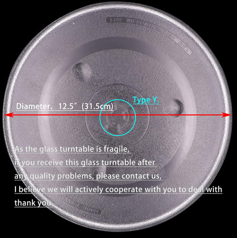 12.5" Microwave Turntable Glass Plate Replacement for Panasonic & Frigidaire, Heat-Resistant
